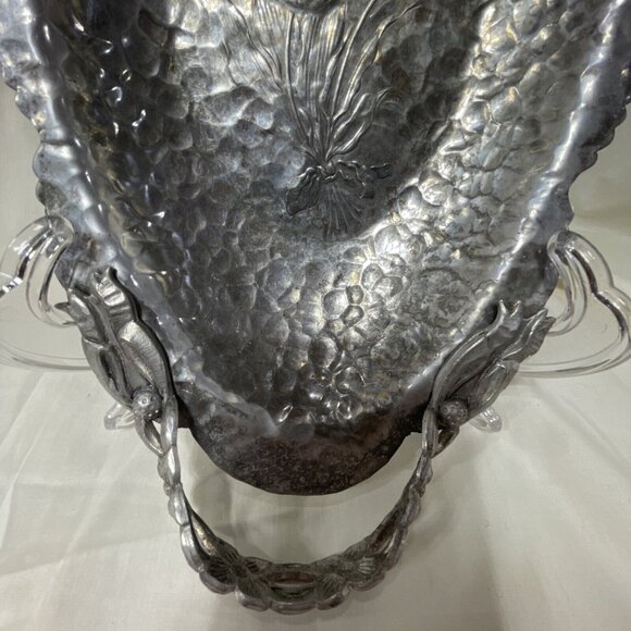 Vintage Hand Wrought Hammered Aluminum by Rodney Kent 404 Tulips 14 x 8 inches - Picture 4 of 6